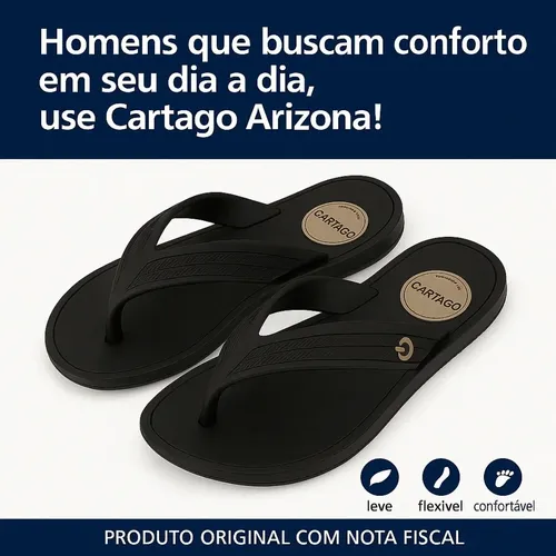 Chinelo Masculino Cartago Tira Larga Sandália Confortável