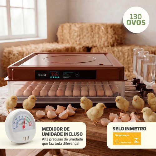 Chocadeira incubadora 130 ovos bivolt certificada inmetro au