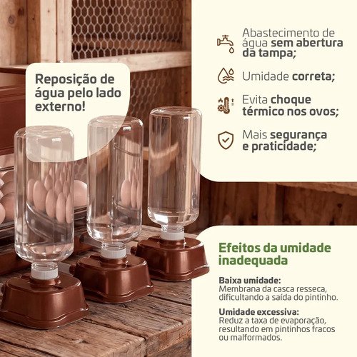Chocadeira Incubadora 130 Ovos Bivolt Certificada Inmetro Automática Profissional Beltempo BT-400 Marrom