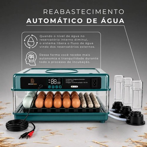 Chocadeira Incubadora Elétrica Automática Até 48 Ovos Galinha Ovoscópio Rolagem Controle Temperatura Pássaro Aves