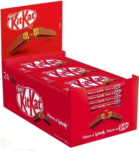 Chocolate ao leite kit kat caixa com 24 unidades de 415g