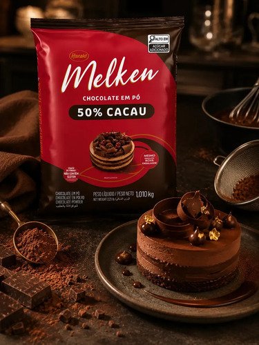 Chocolate Em Pó 50% Cacau Melken - 1,010kg