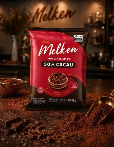 Chocolate Em Pó 50% Cacau Melken - 1,010kg