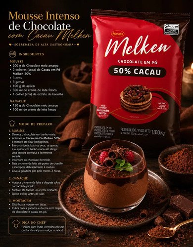 Chocolate Em Pó 50% Cacau Melken - 1,010kg