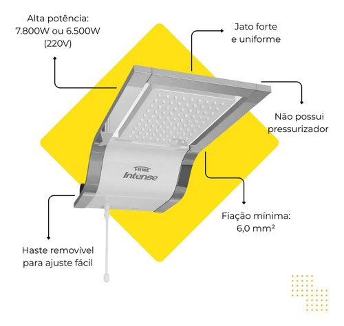 Chuveiro Elétrico Fame Intense Eletrônico Branco Cromado 7.8kW