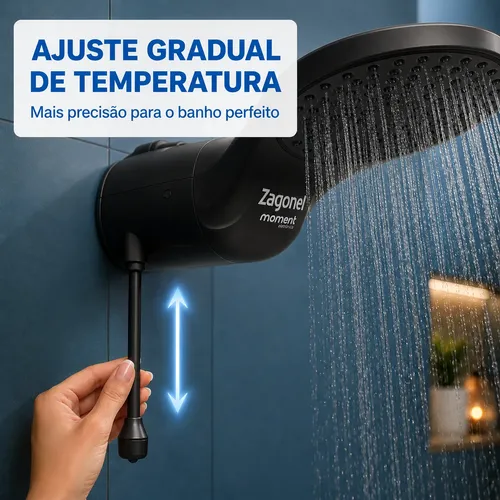 Chuveiro Eletronico 127/220v Grande Moderno Preto Economico