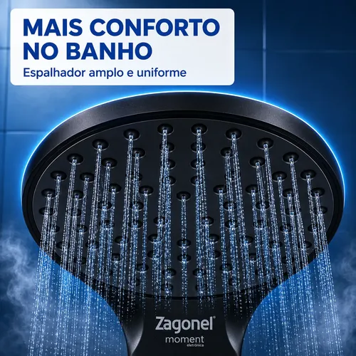 Chuveiro Eletronico 127/220v Grande Moderno Preto Economico