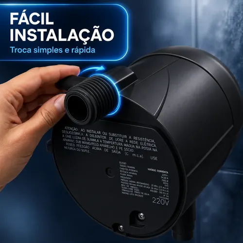 Chuveiro Eletronico 127/220v Grande Moderno Preto Economico