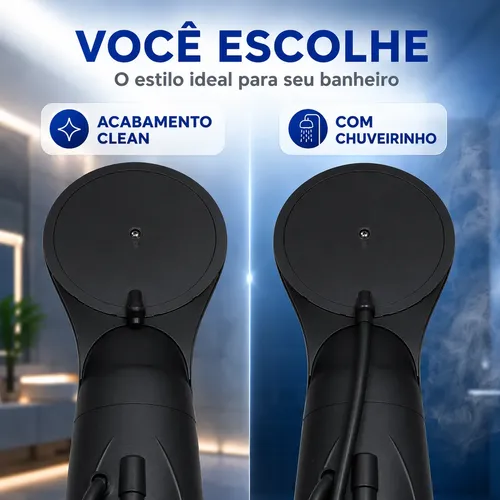 Chuveiro Eletronico 127/220v Grande Moderno Preto Economico
