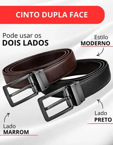 Cinto Duplo Em Synthetic leather Brasilchic Preto/marrom Lisa 120