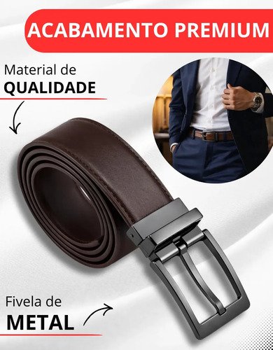 Cinto Duplo Em Synthetic leather Brasilchic Preto/marrom Lisa 120