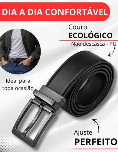 Cinto Duplo Em Synthetic leather Brasilchic Preto/marrom Lisa 120