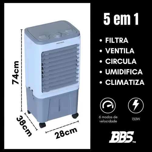 Climatizador Purificador De Ar 16l Reservatório Agua + Gelo
