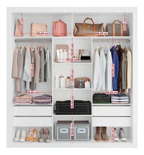 Closet Modulado 6 Gavetas Amoudi Móveis Cor Branco