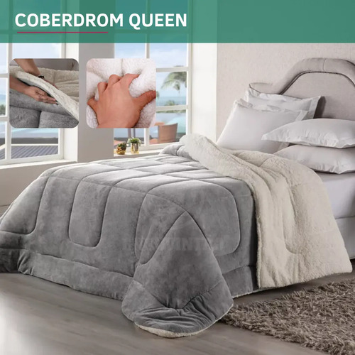 Coberdrom casal queen size sherpa cobertor edredom inverno p