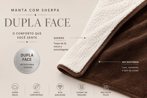 Cobertor Casal Dupla Face Manta E Sherpa Luxo Sortidas Liso