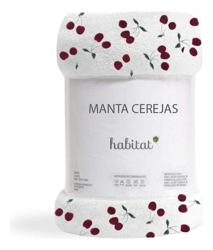 Cobertor Casal Manta Cereja Habitat Poá Bolinha Soft Macia