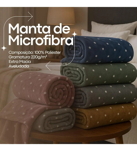 Cobertor Casal Manta Cereja Habitat Poá Bolinha Soft Macia