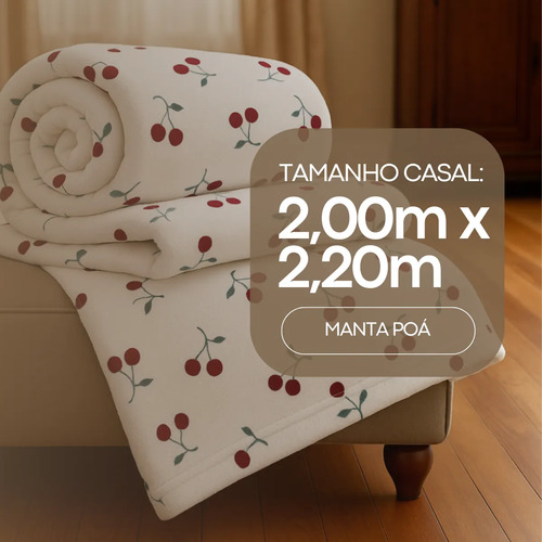 Cobertor Casal Manta Cereja Habitat Poá Bolinha Soft Macia