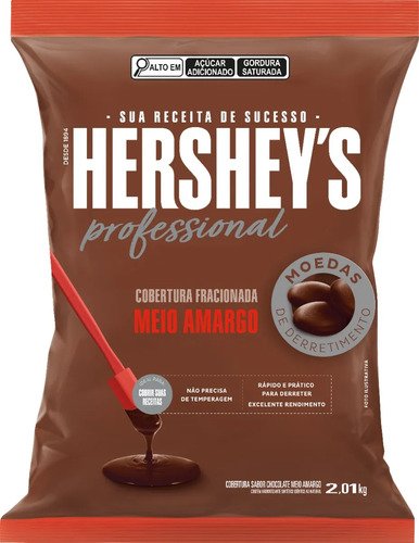 Cobertura fracionada hersheys meio amargo 201kg