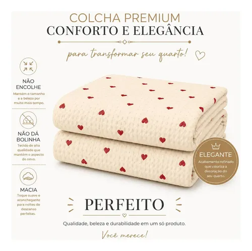 Cobre Leito Colcha Cama Queen King Size 2.5x2.7mts Coração