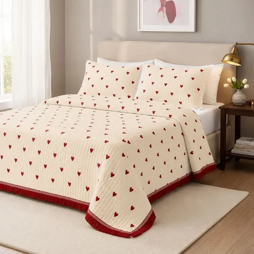 Cobre Leito Colcha Cama Queen King Size 2.5x2.7mts Coração