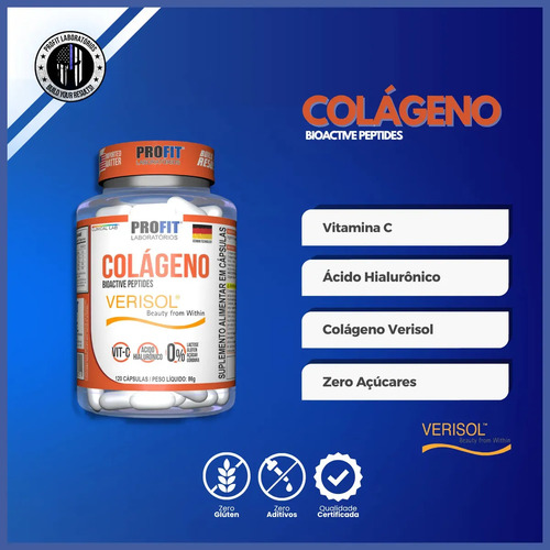 Colágeno Verisol 120 Cáps Com Ácido Hialurônico - Profit Sabor Sem sabor