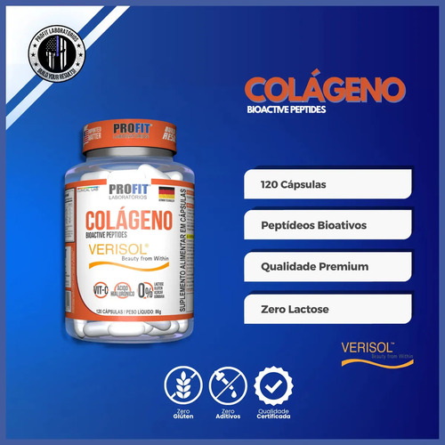 Colágeno Verisol 120 Cáps Com Ácido Hialurônico - Profit Sabor Sem sabor