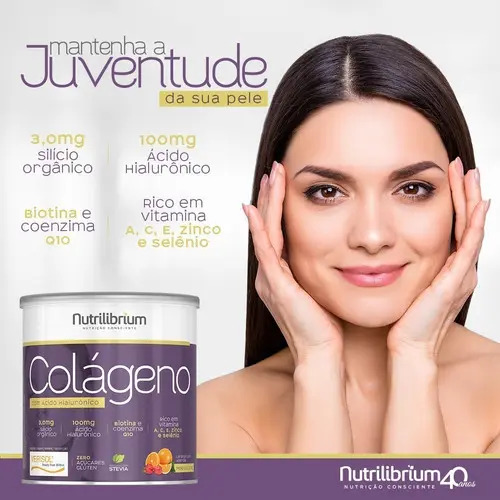 Colágeno Verisol Ácido Hialurônico Silício Orgânico Coq-10 Sabor Frutas Vermelhas