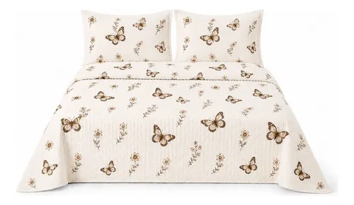 Colcha cobre leito queen size king piquet sstextil borboleta