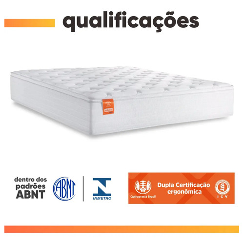 Colchão Casal CBP Inducol Molas Ensacadas Pillow Top 138x188x27cm Branco
