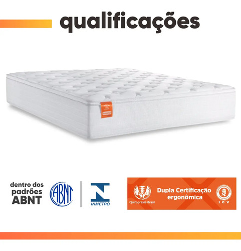 Colchão Casal CBP Inducol Molas Ensacadas Pillow Top 138x188x27cm Branco
