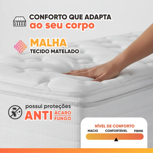 Colchão Casal CBP Inducol Molas Ensacadas Pillow Top 138x188x27cm Branco
