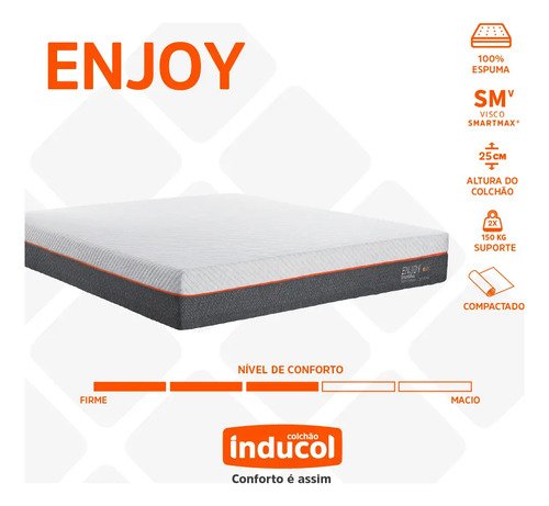 Colchão Casal Enjoy Inducol 138x188cm C/ Visco 25cm Altura
