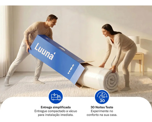 Colchão Casal Luuna Blue, Espuma 21 cm com Bloqueio de Movimento, 10 Anos de Garantia