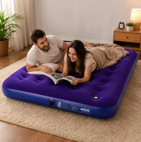 Colchão Inflável Casal Com Inflador Acoplado Camping Mor
