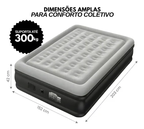 Colchão Inflável Casal Elétrico Queen Com 2 Travesseiros
