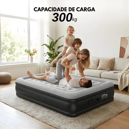 Colchão Inflável Casal Elétrico Queen Com 2 Travesseiros