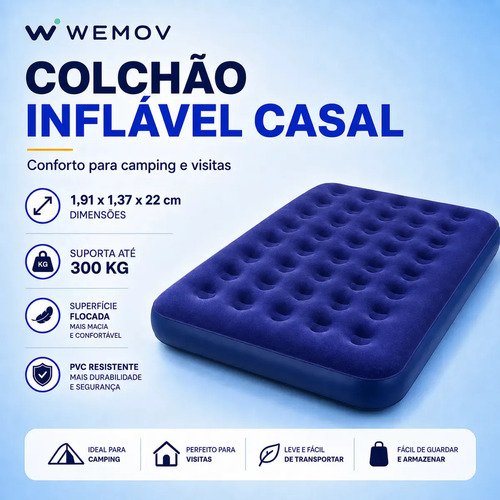 Colchao inflavel casal grande confortavel e aveludado para a