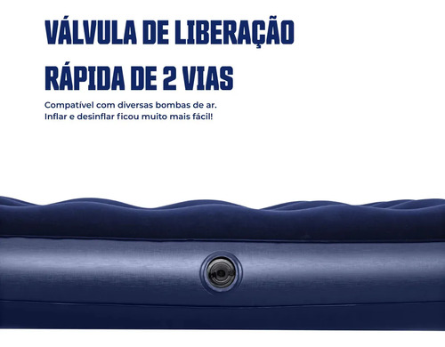 Colchão inflável casal jaú pesca 300kg com bomba manual camping