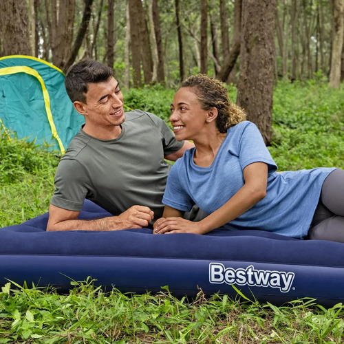Colchão inflável casal jaú pesca 300kg com bomba manual camping
