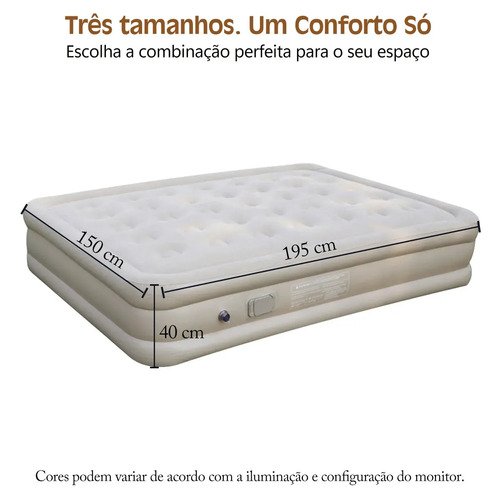 Colchão Inflável Casal Python Fly com Bomba Elétrica e Bateria Integrada USB
