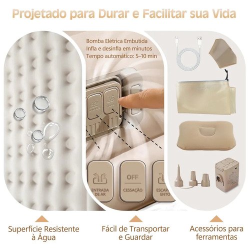 Colchão Inflável Casal Python Fly com Bomba Elétrica e Bateria Integrada USB