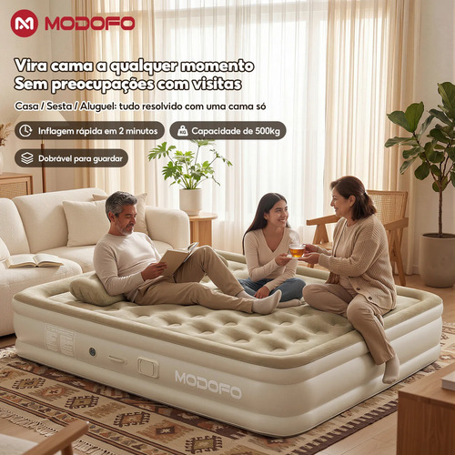 Colchão Inflável Casal Queen 200*150*44cm C/bomba Bivolt Usb