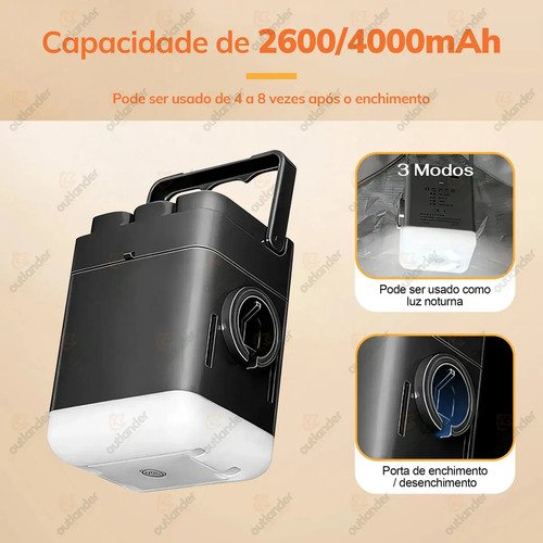Colchão Inflável Casal Queen Bomba Elétrica 210x160x46cm Outlander Preto