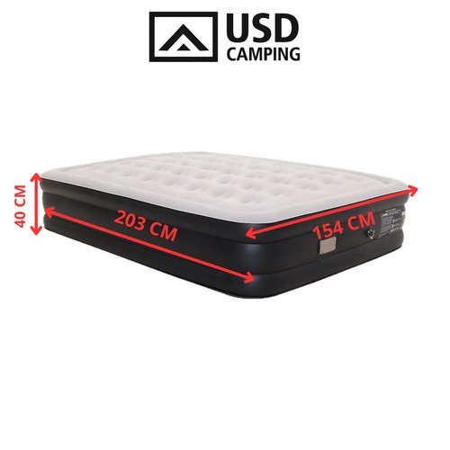 Colchão Inflável Casal Queen Com Bateria De Lítio Integrada 203*154*40cm Cor Preto Resistente E Confortável Usd