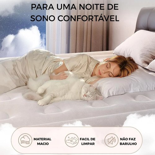 Colchão Inflável Casal Queen Com Bateria De Lítio Integrada 203*154*40cm Cor Preto Resistente E Confortável Usd