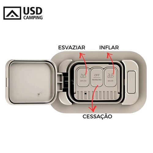 Colchão Inflável Casal Queen Com Bateria De Lítio Integrada 203*154*40cm Cor Preto Resistente E Confortável Usd