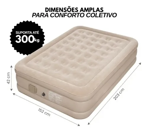 Colchão Inflável Elétrico Automático Queen 2 Travesseiros