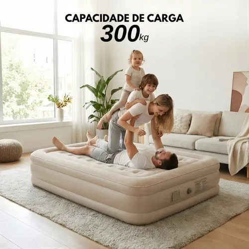 Colchão Inflável Elétrico Automático Queen 2 Travesseiros
